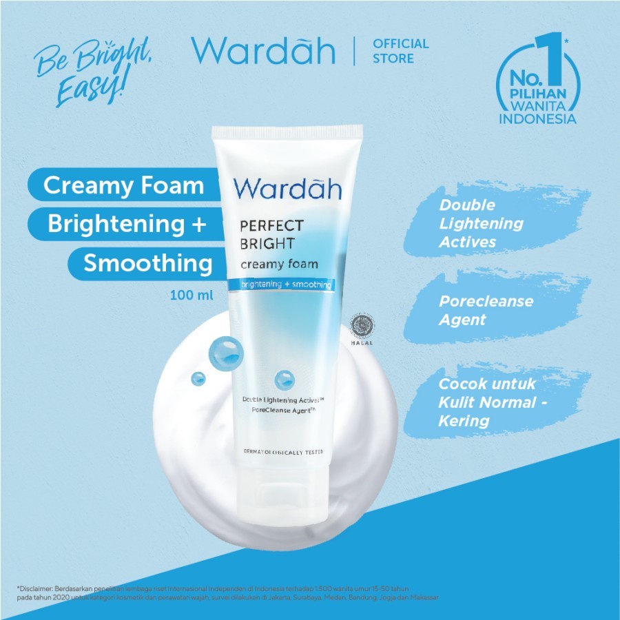 PROMO!! FACIAL WASH PEMBERSIH WAJAH WARDAH PERFECT BRIGHT CREAMY FOAM 100ml