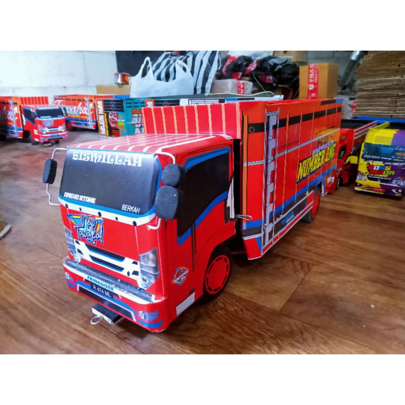 Miniatur Truk Oleng NEW TAWAKAL 5 Merah Size P45 Jumbo Kualitas Di Jamin ORIGINAL Kreasi Anak Bangsa
