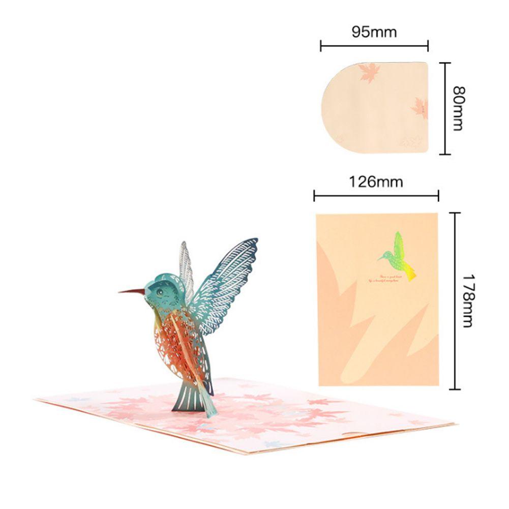 R-flower 3D Greeting Card Birthday for Teacher Day Bird with Amplop Stiker Hummingbird