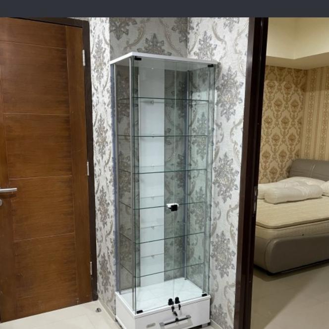 Lemari Hias/Lemari Kaca/Lemari Pajangan/Lengkap Full Laci Luar