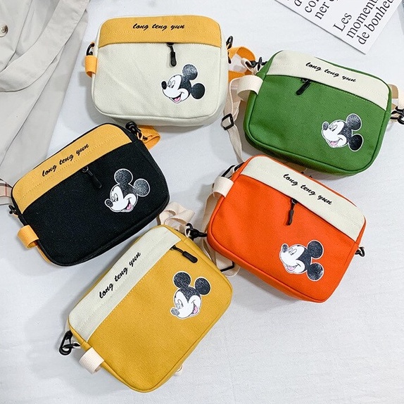 Twenty Bag - Tas Selempang Anak Wanita Dan Pria Terbaru 2021 Kekinian Motif Carakter MICKEY MOUSE Korean Style Murah Bahan Canvas Tebal