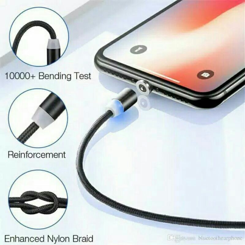 KABEL CAS  FAST CHARGING MAGNET MAGNETIC CABLE CHARGING 1M  LED INDIKATOR MICRO USB TYPE C  2 in 1