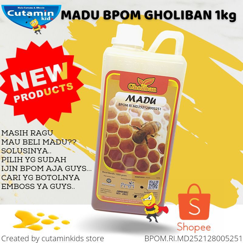 PROMO..!! MADU HUTAN MULTIFLORA GHOLIBAN 1000GR PRODUK ASLI..FREE PACKING DUS..!!