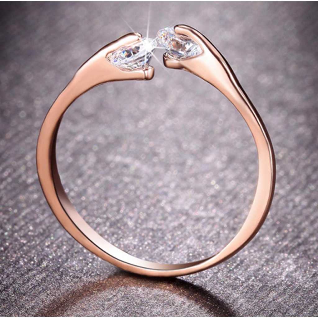 ✅COD [BBS] Cincin Model Terbuka Warna Silver dan Gold Aksen Berlian Gaya Casual untuk Wanita