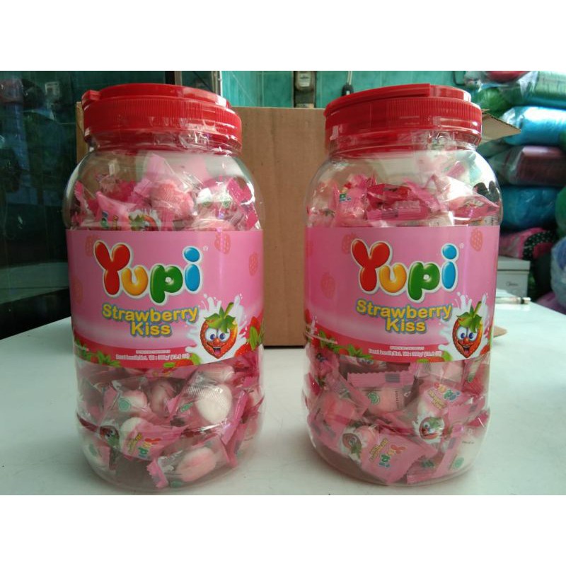 { Ecer 1 Toples } Permen Yupi Strawberry Kiss Jar 300Gr / Bolicious Mix Jar 250Gr / Yupi Krunchy