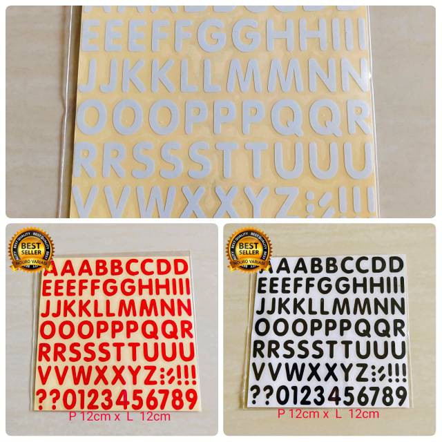 

stiker cutting ABJAD ALFABET NOMOR 12cm x 12cm KUALITAS TERBAIK TERMURAH