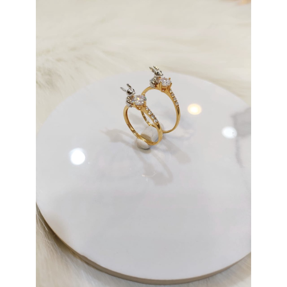 Cincin dewasa emas asli model solitare kadar 700 70% 16k warna gold (LJ)