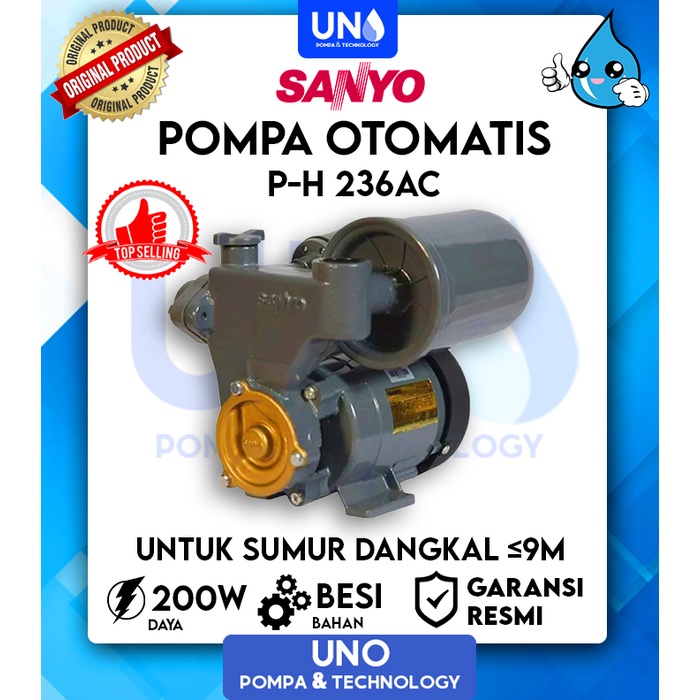 Sanyo Pompa Air Sumur Dangkal Auto Otomatis PH 236 AC / PH-236 AC / PH236AC