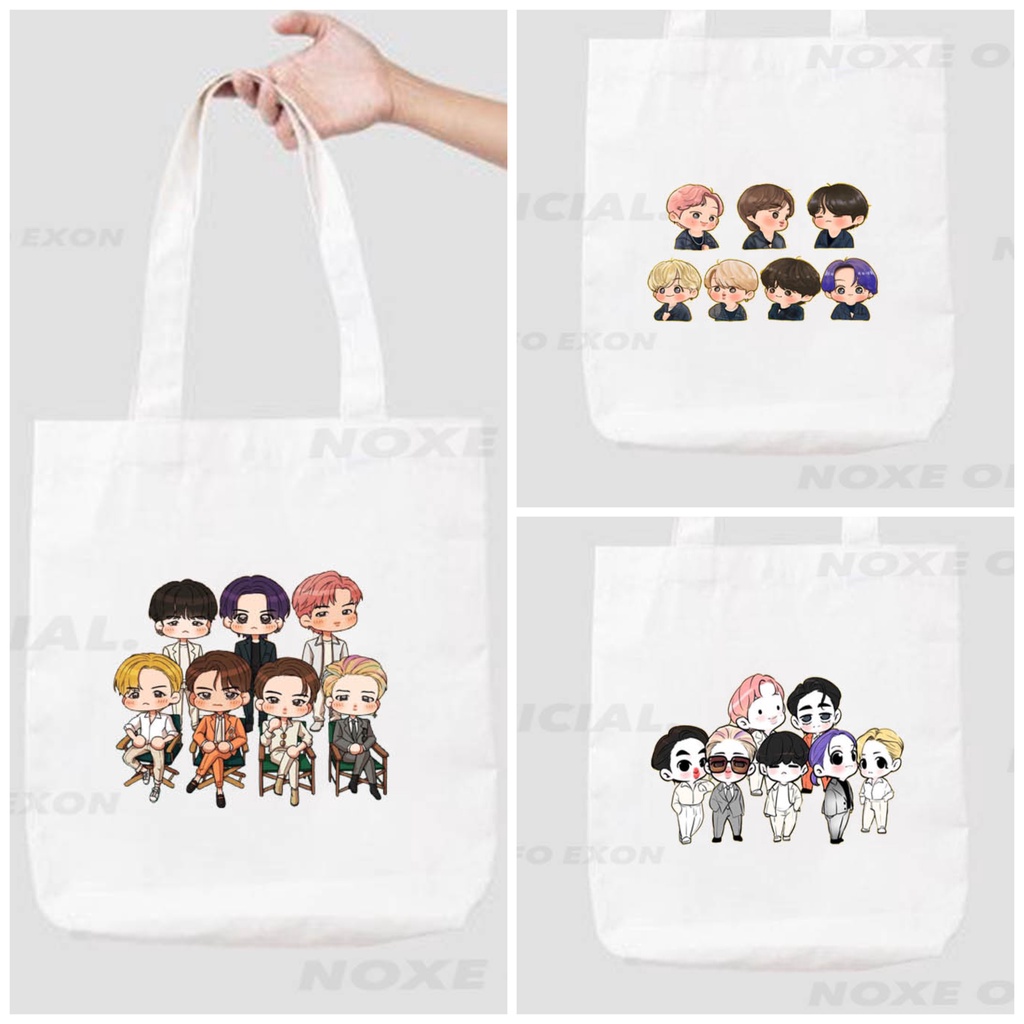 TAS TOTE BAG BAHAN KANVAS ANTI AIR / TAS UNISEX / TAS BELANJA MOTIF BOYBAND KOREA KPOP