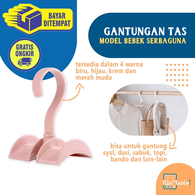 BAG HANGER - Gantungan Tas Dasi Sabuk Topi Syal Bando Rotasi Unik Praktis Serbaguna Kuat Inovatif