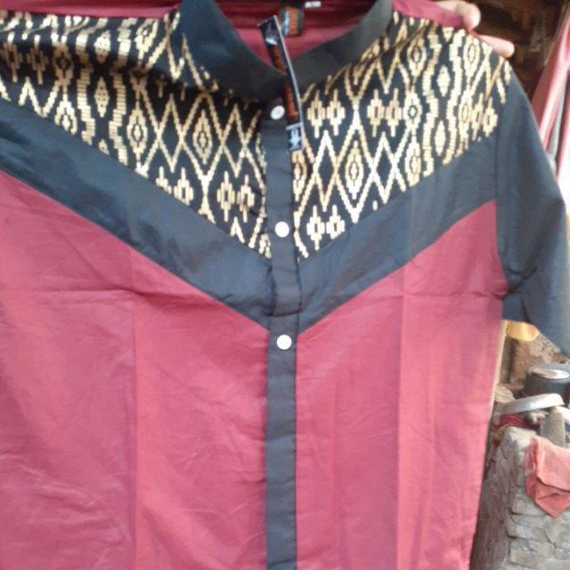 Kemeja Hem Baju Batik Kombinasi Model Terbaru Songket Prada Jdl03 Series