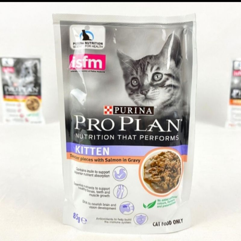 Proplan pouch kitten salmon in gravy 85gram proplan sachet