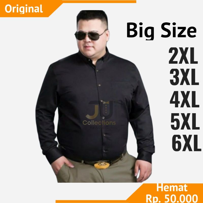 Kemeja Panjang Pria Hem Polos Formal Pria Casual Kemeja Panjang Jumbo Big Size Oversize 4xl Sampai 6xl