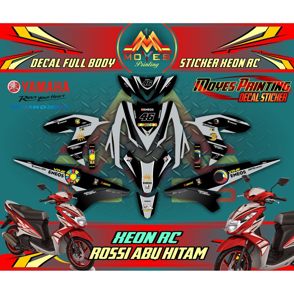 Decal Motor Sticker Motor Striping Yamaha Xeon RC Rossi Abu Hitam Shopee Indonesia