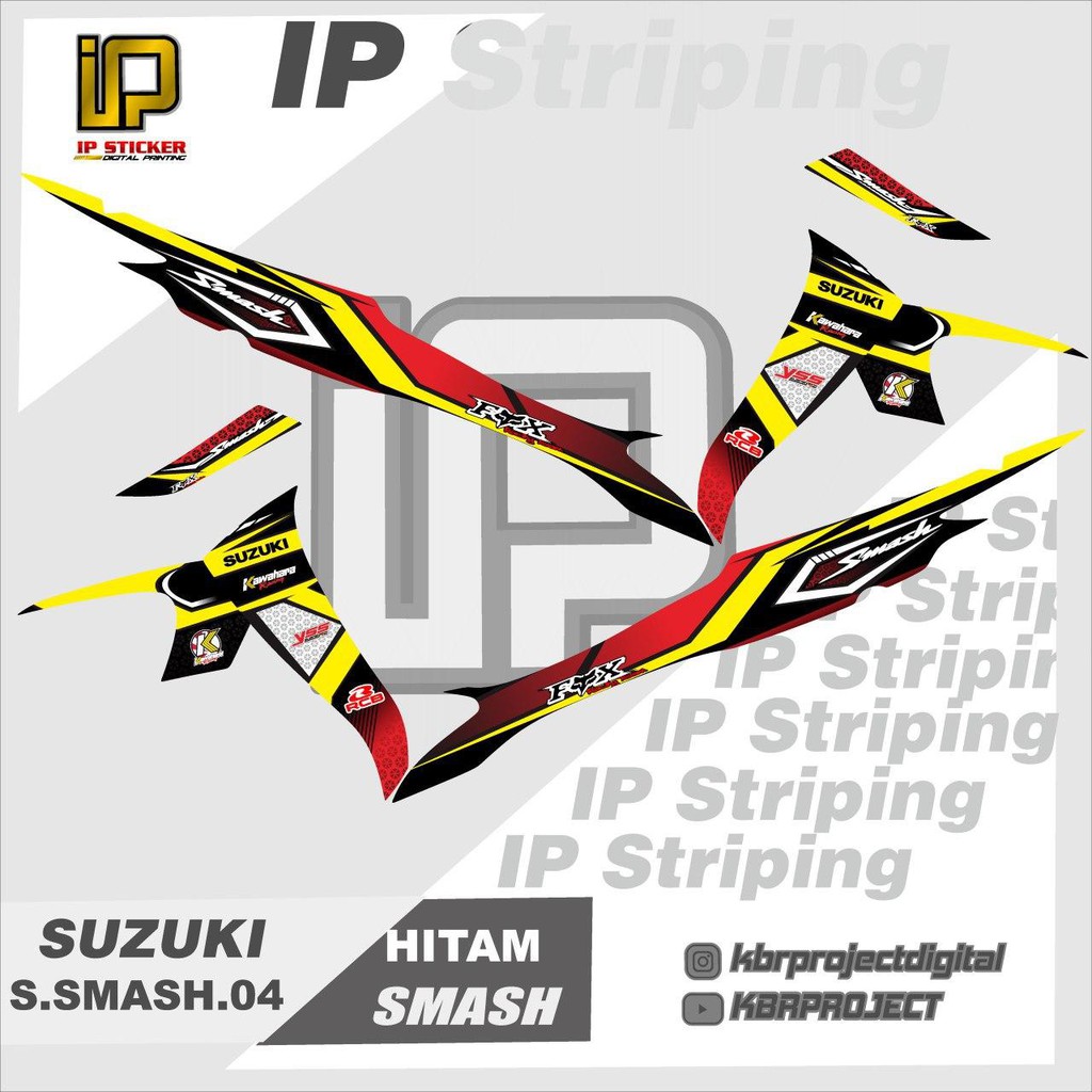 (cod) smash bayak warna stiker striping list motor suzuki smash 04 Racing smash