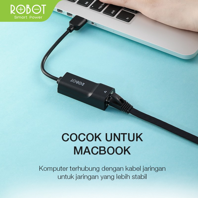 ROBOT EA10 USB Ethernet Adapter USB 2.0 to 10/100 Network RJ45 LAN Black -ORI Garansi Resmi 1 Tahun
