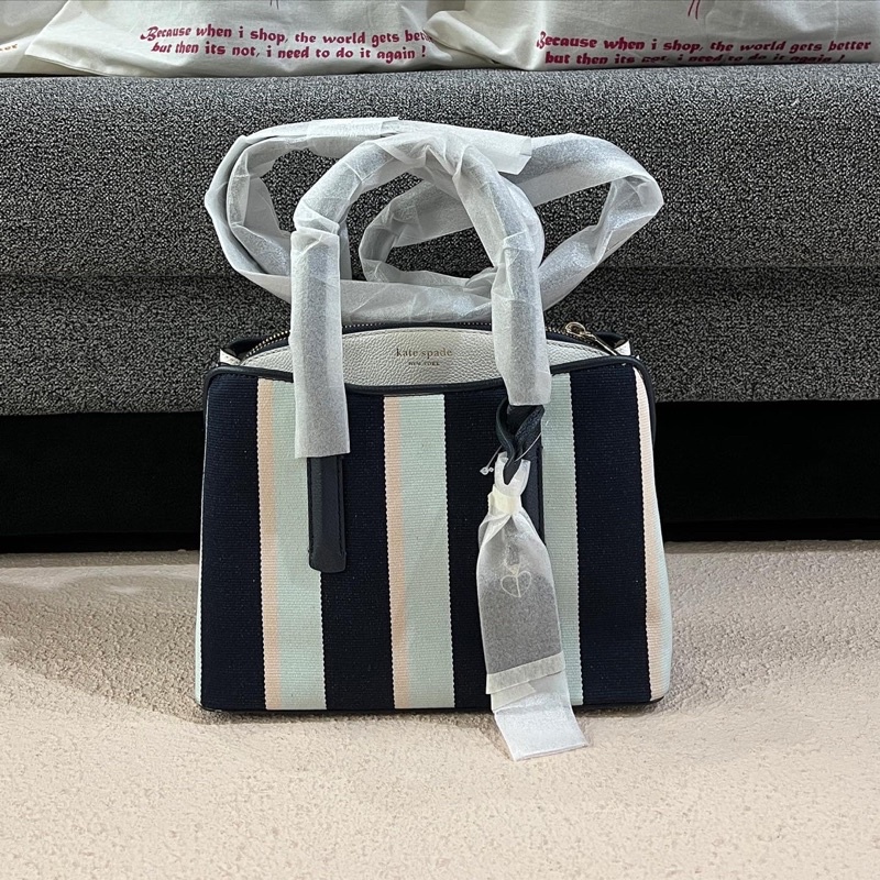 Kate Spade Margaux Medium Canvas Stripe Satchel