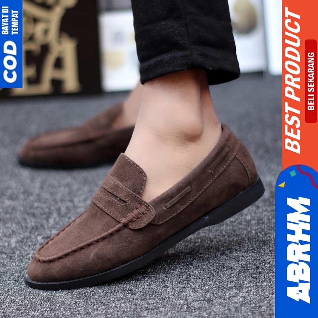 Sepatu Formal Pantofel Kerja Kantor Casual Santai Hitam Pria Abrhm Domin