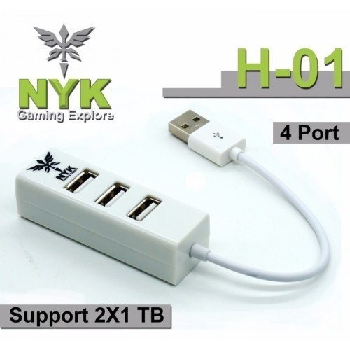 USB HUB 2.0 4 PORT NYK H-1 Support 2x1TB H 1 H-01 H01 Hitam Putih H 01