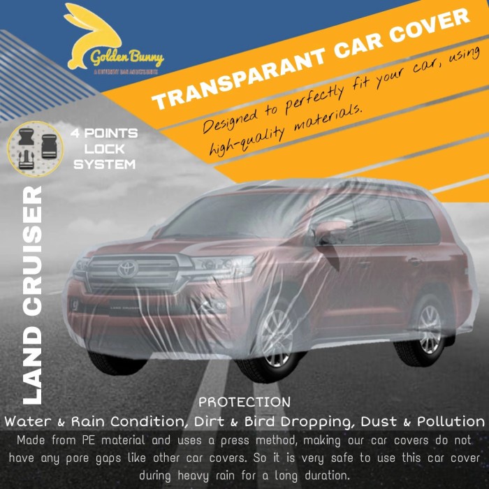 Sarung Mobil Plastik TEBAL - Body Cover Transparan LAND CRUISER