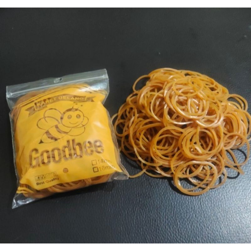 Karet Gelang Goodbee 16mm - Kuning - Karet kemasan 100gram