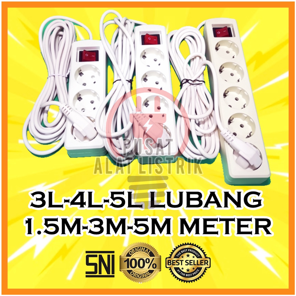 COLOKAN LISTRIK KABEL STOP KONTAK KABEL SAKLAR STOP KONTAK TERMINAL BOX ROL KABEL 3 4 5 LUBANG 1.5 3 5 METER 3L 4L 5L 1.5M 3M 5M