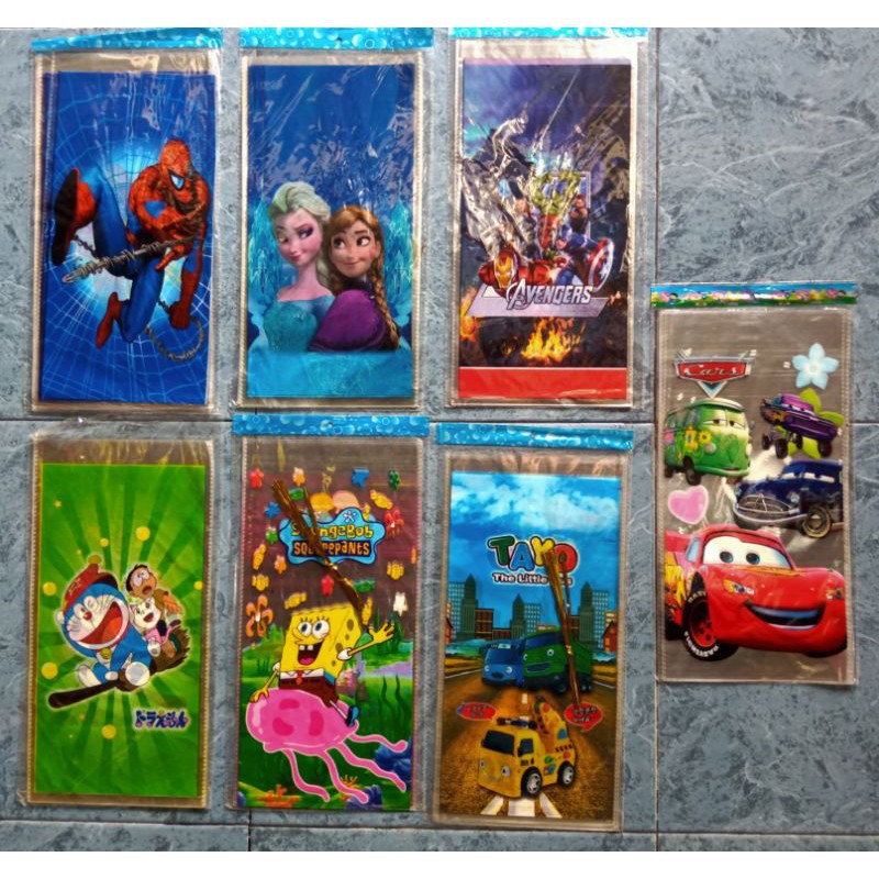 

Plastik ulang tahun isi 10pcs / OPP party bag / Plastik bingkisan ulang tahun karakter ukuran 18x35