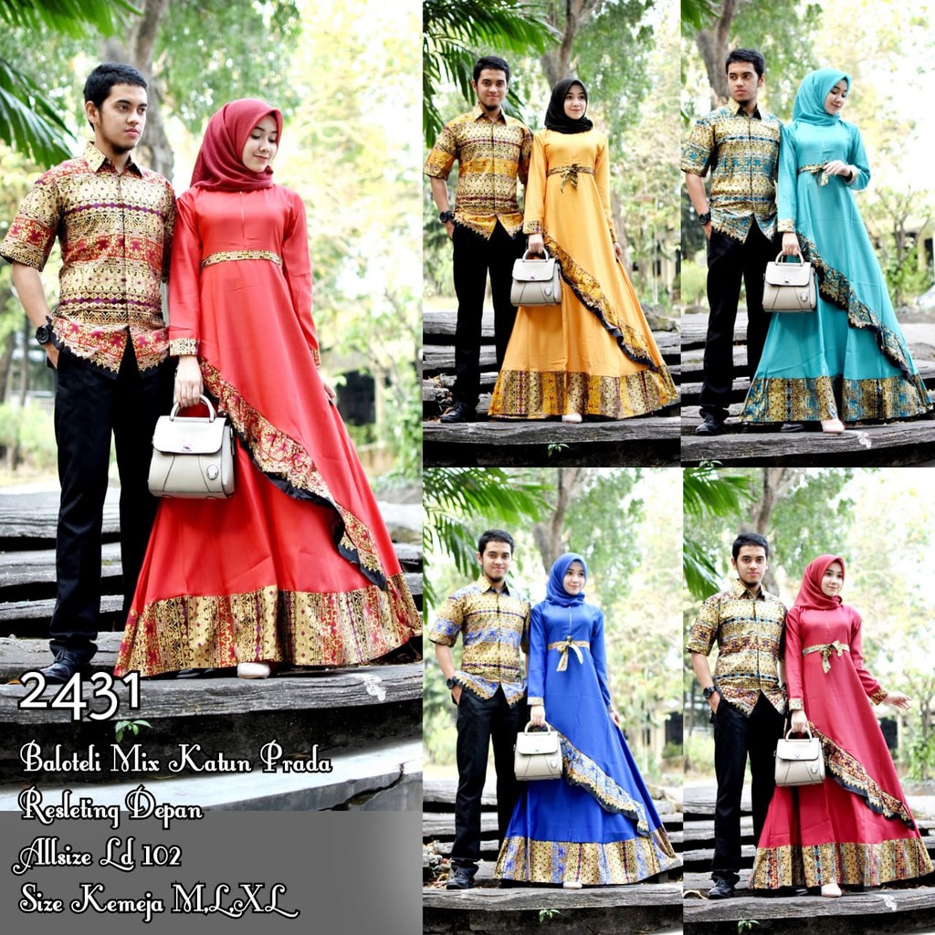 BAJU BATIK COUPLE MODEL GAMIS KATUN PRADA TERBARU T2431