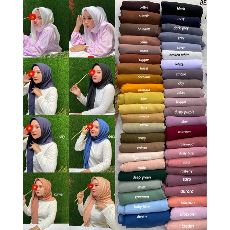 BELLA SQUARE JAHIT TEPI PLAIN HIJAB  PART III