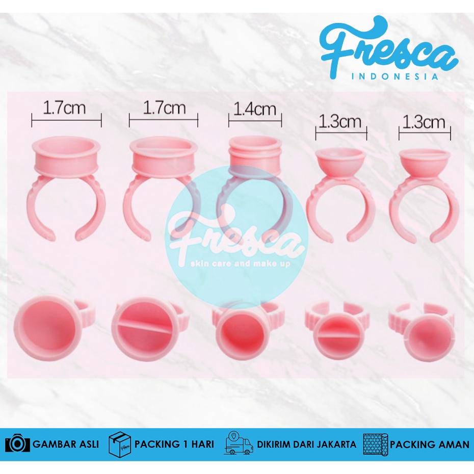 20pcs Ring Glue Pink Tempat Tinta Eyelash Extention Warna Pink Cup Tanam Bulu Mata Cincin Ring Ink