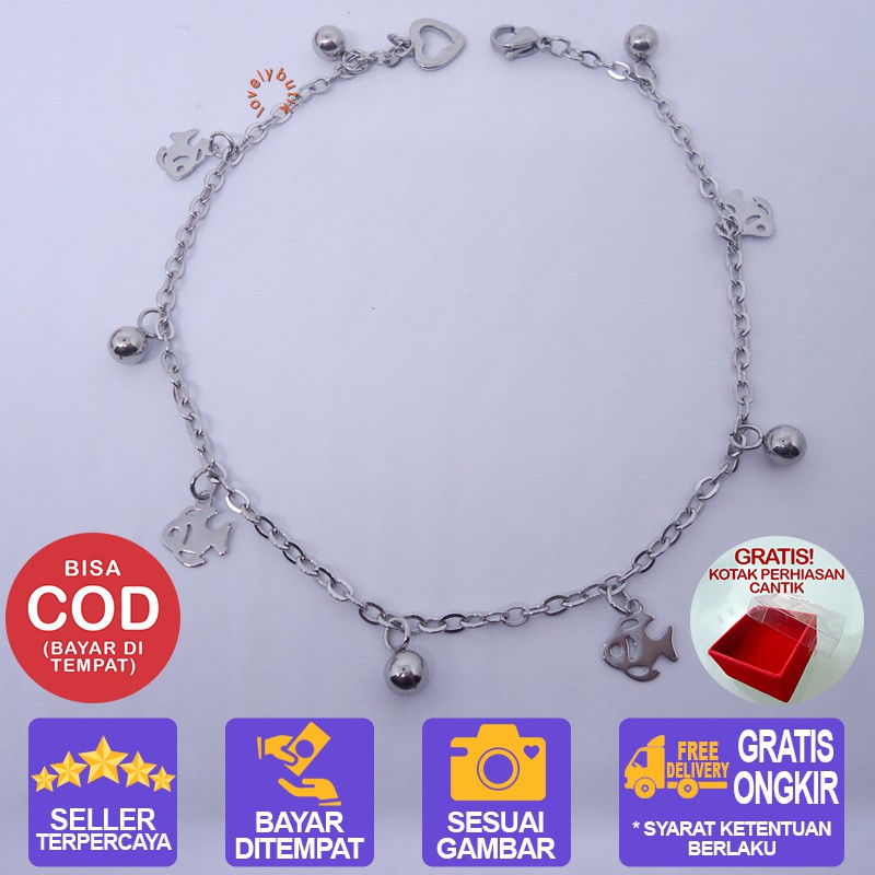 Lovelybutik  Gelang Kaki Titanium Anti Karat Nemo Gelang kaki Wanita BONUS KOTAK PERHIASAN