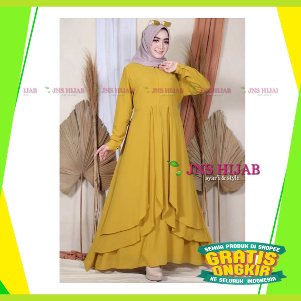 Maxi Hijau ijo Green Lumut Stabilo Lemon Jotol Botol /  NAJWA DRESS/GAMIS CERUTY/GAMIS SYARI/BAJU MU