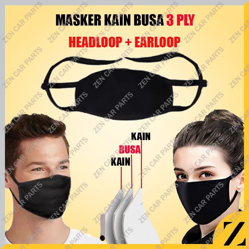 MASKER SCUBA 3PLY TALI -Masker Kain Busa Mulut 3 ply - MASKER TALI