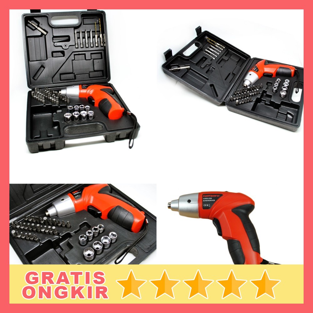 Obeng Set Listrik Elektrik Electric Screwdriver 4.8V 45pcs - Bor Obeng Elektrik / Bor Obeng Listrik 