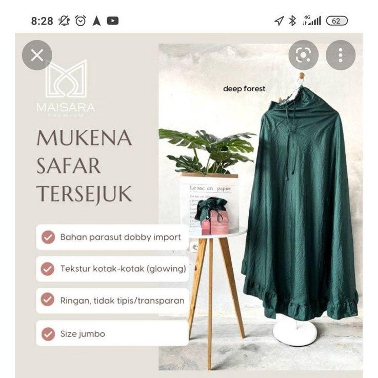 MUKENA MAISARA PREMIUM SAFAR/MUKENA PREMIUM/MUKENA DEWASA/MUKENA by maisara premium