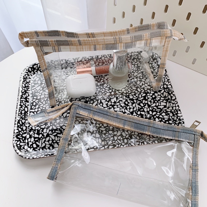 

Transparent PVC Pouch Tempat Pensil Plaid Checkered Aesthetic