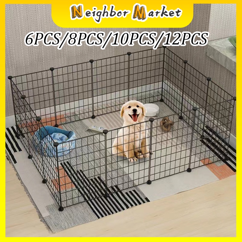 6/8/10/12Pcs Pet fence Kandang Kucing Kandang Pagar Kucing Anjing Pet Cage Pagar Besi DIY Pet Cage F