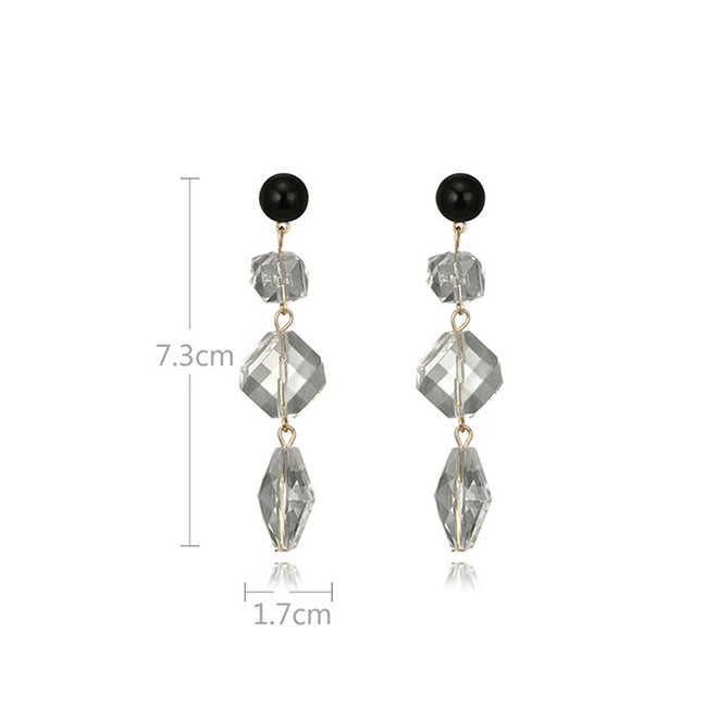 LRC Anting Tusuk Fashion White Full Diamond Decorated Long E92199