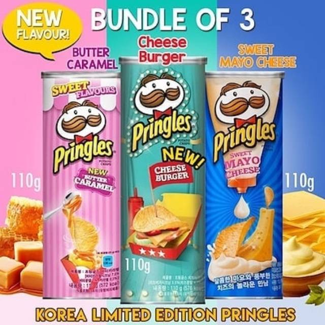 Pringles Korea Sweet Mayo Cheese Butter Caramel Cheese Burger