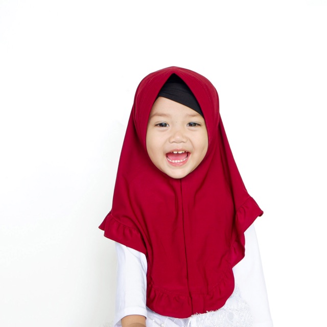 BAZAR RAMADHAN Jilbab anak ISHBIR Jersey Premium Xs SML | Bergo anak | Jilbab penguin