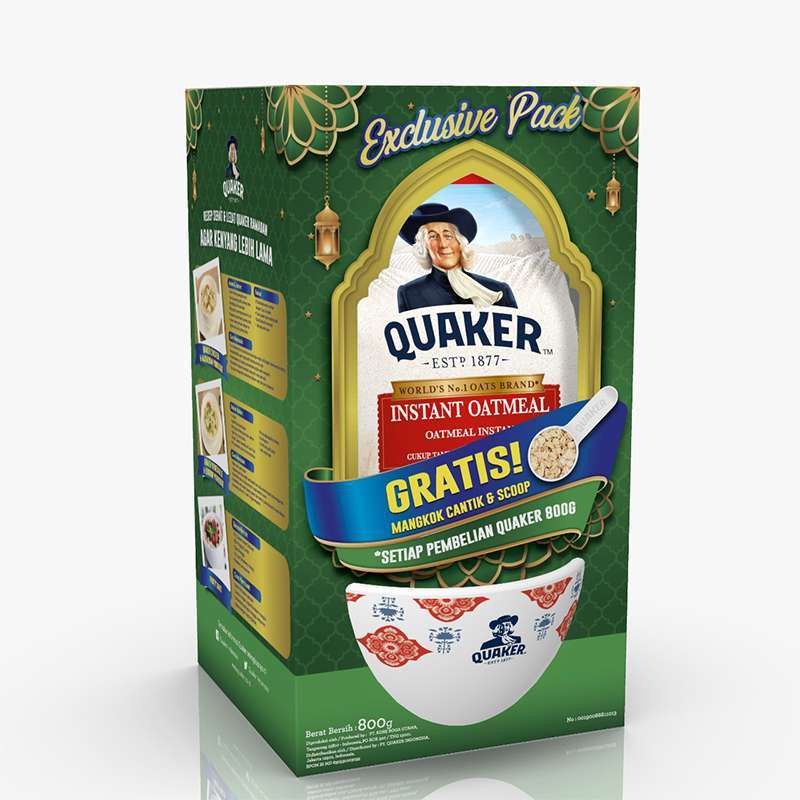 QUAKER INSTANT OATMEAL 800GR FESTIVE GRATIS MANGKOK CANTIK