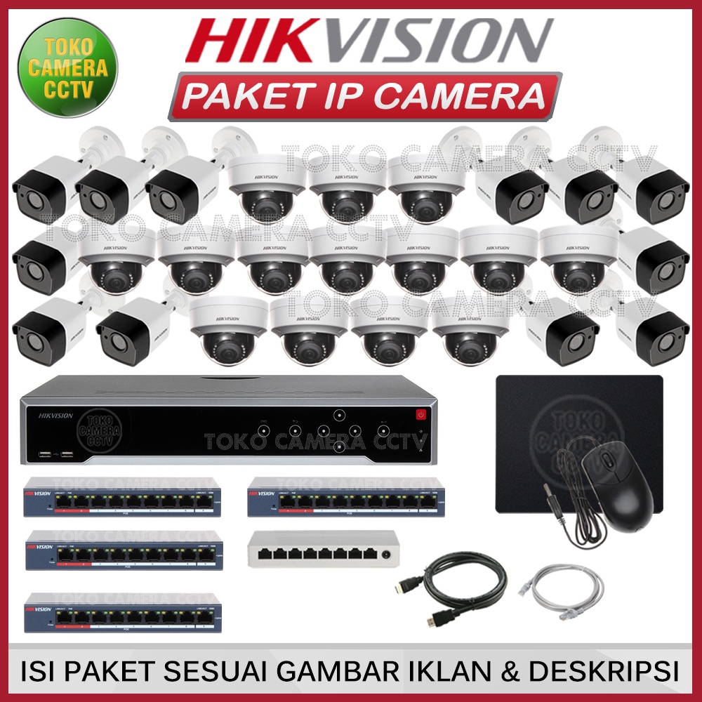 PAKET IP CAMERA HIKVISION 4MP 32 CHANNEL 26 KAMERA