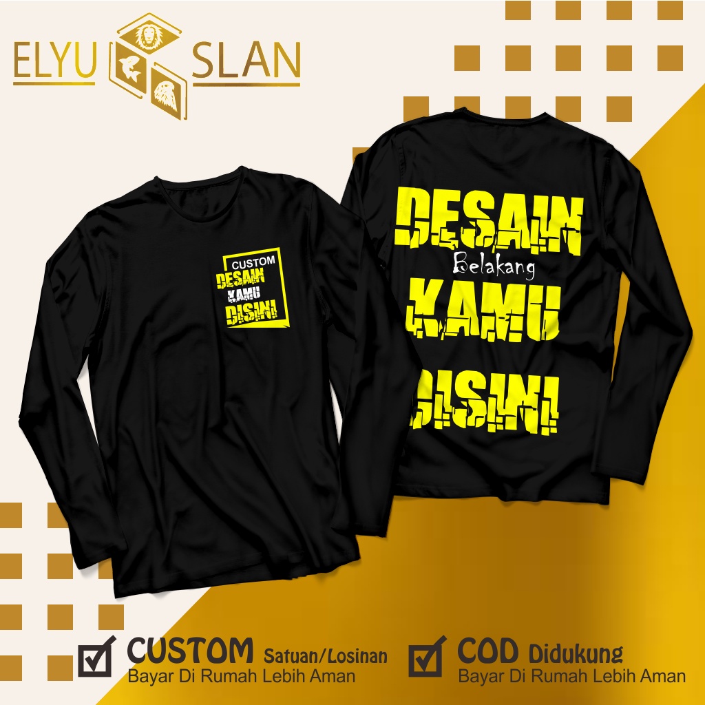 custom Baju kaos Logo Foto/Kaos/Desain Sendiri Satuan | Besar Kecil | Lengan Panjang