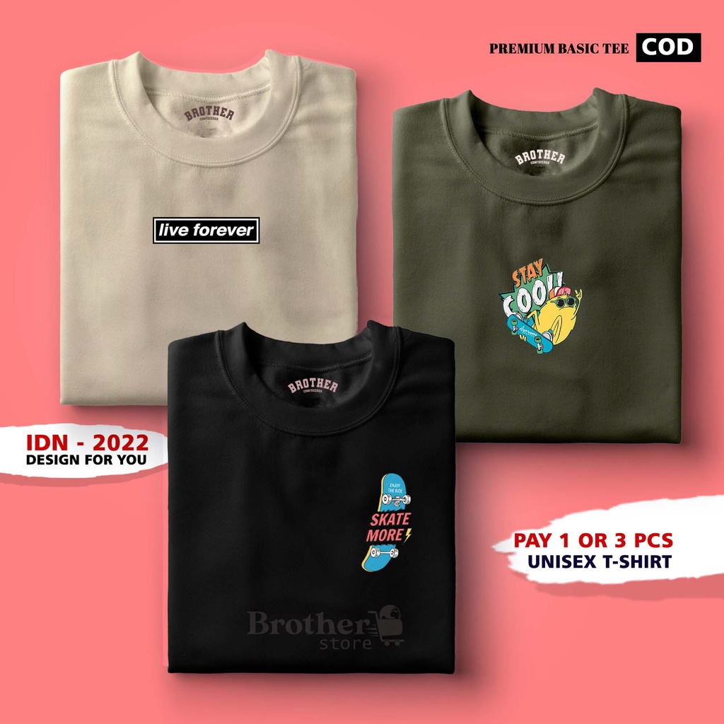 BUY 1 OR 3 PCS ( PROMO COD ) BROTHER STORE / Kaos Distro100% Catoon Combed 30s / Articel skate live