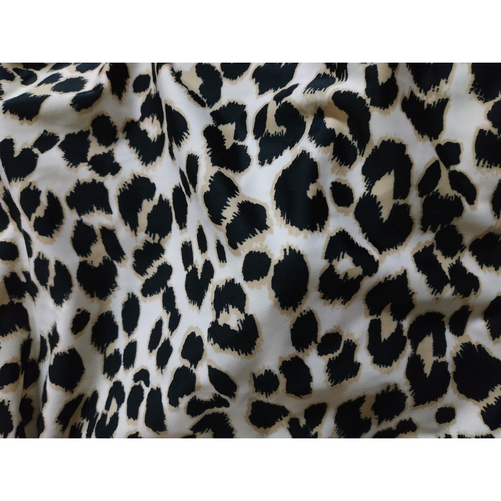 Kain Spandex Lycra Doff Motif Leopard Stretch Melar 4 Arah Bahan Baju Renang Senam Legging Spandek L