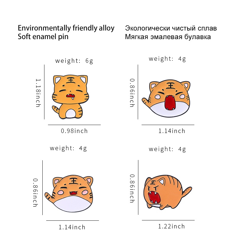 Bros Pin Enamel Bentuk Harimau Lucu 4 Gaya Untuk Aksesoris Tas Ransel