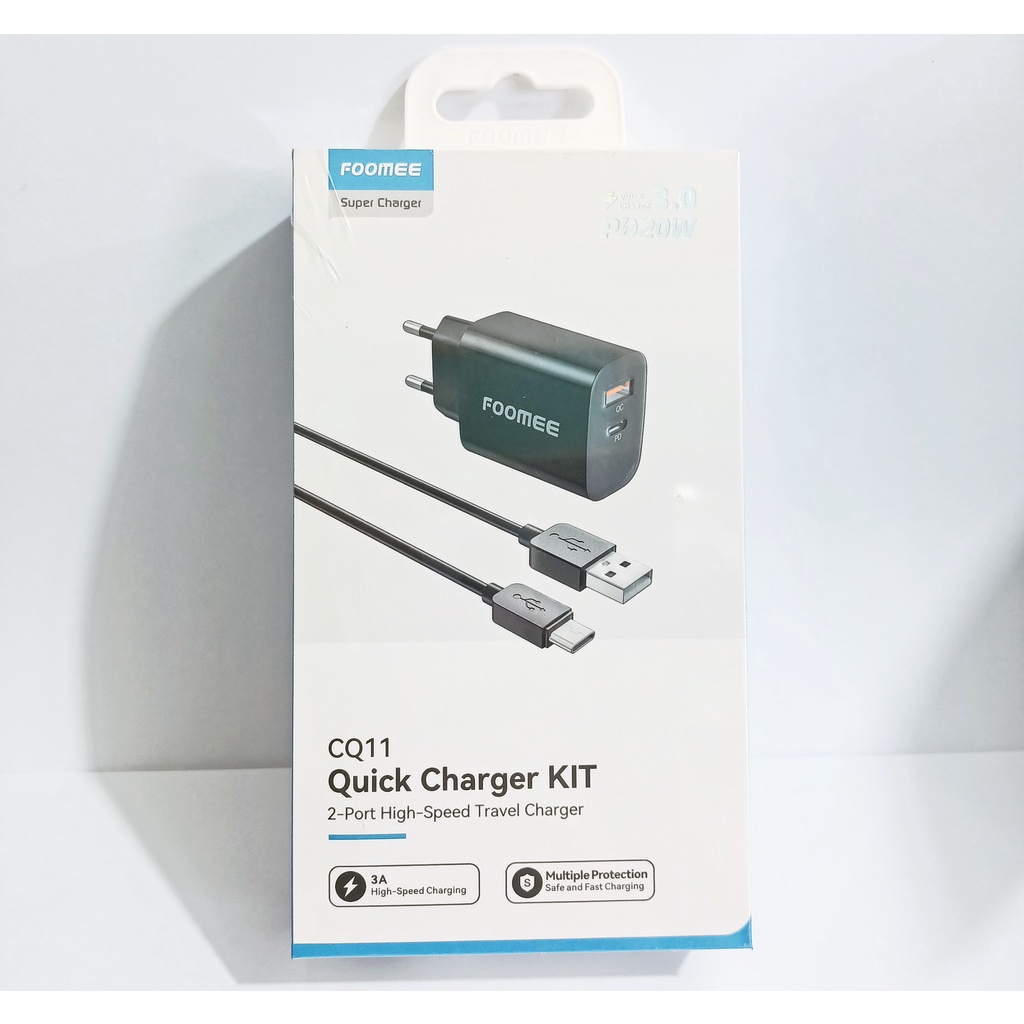 Charger + Kabel Type C Foomee CQ11 Charger Type C QC3.0+PD20W