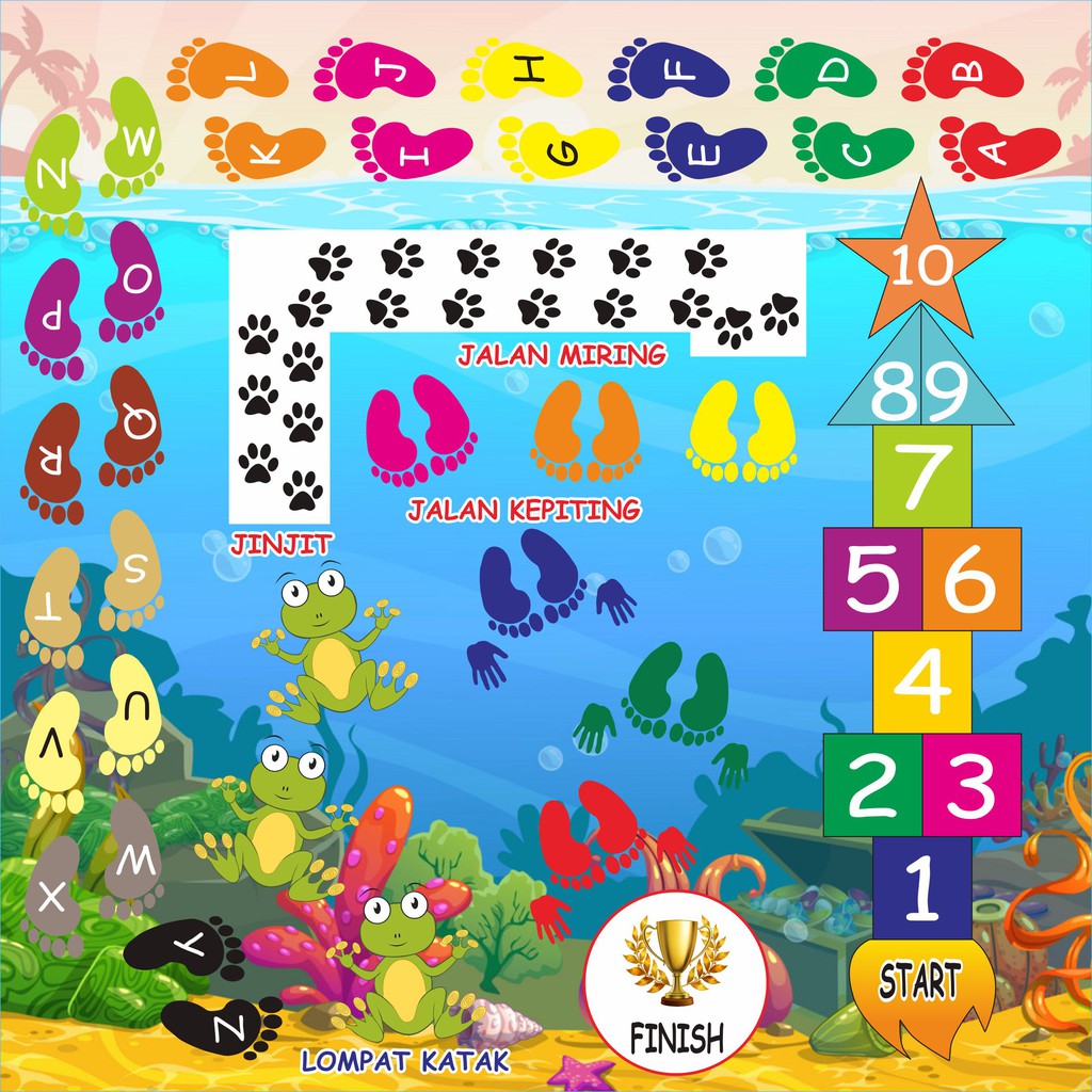 Sensory Path mainan edukasi bahan Banner ukuran 2x2 meter