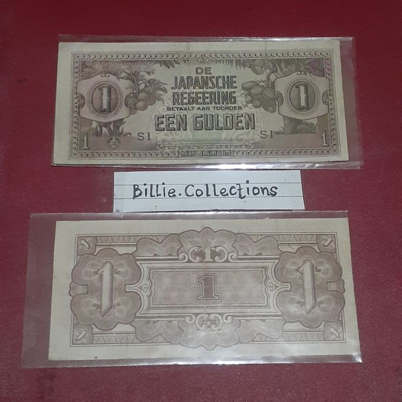 koleksi uang kertas kuno 1 gulden DJR jajahan jepang tahun 1942