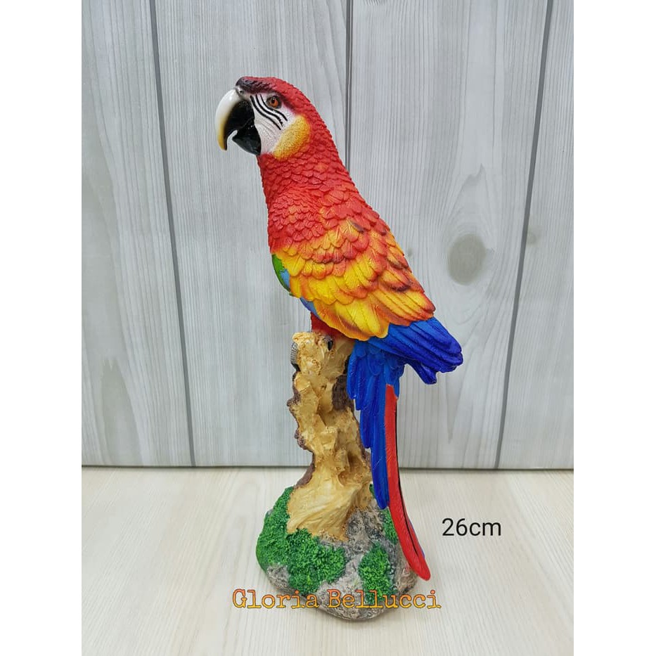 Patung Pajangan Burung Parrot Betet Bayan Merah Shopee Indonesia